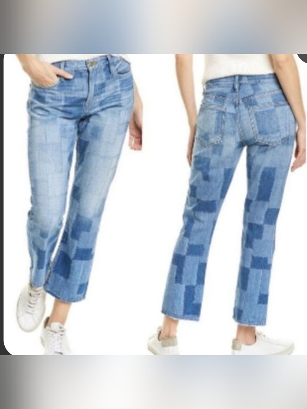 Frame Le High Straight "Patchwork" Effect Jeans.  Loose Style, Size 27